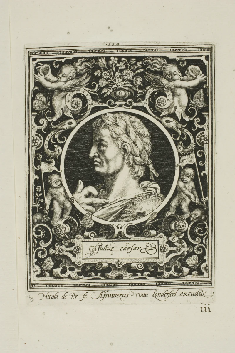 Julius Caesar, plate three from The Nine Worthies by Nicolaes de Bruyn, print, 1594