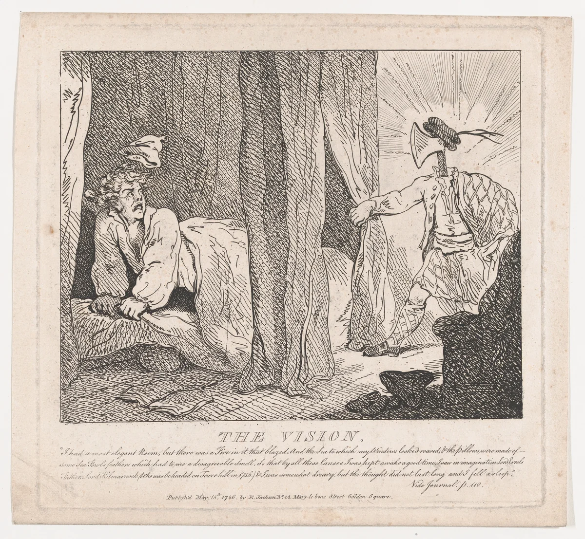 The Vision (Picturesque Beauties of Boswell, Part the Second) by Thomas Rowlandson, print, 1786