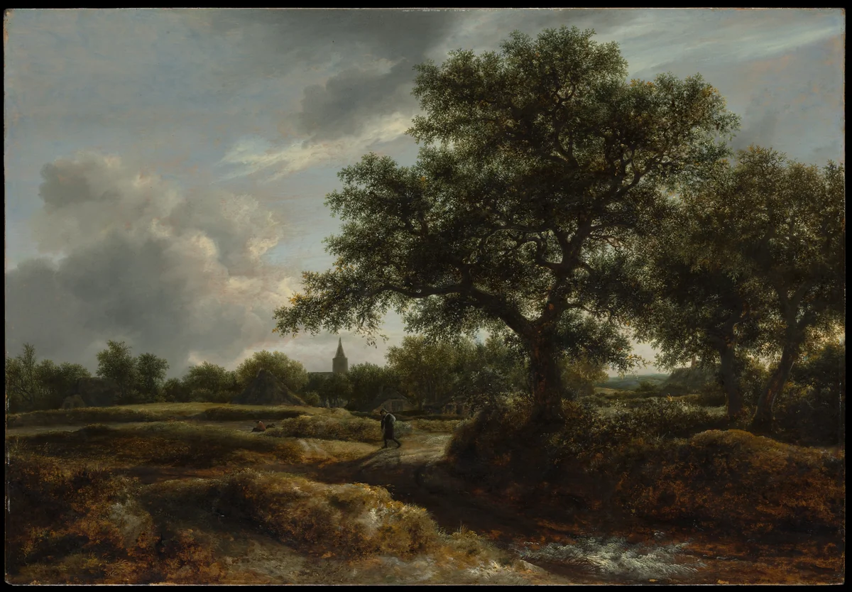 Landscape with a Village in the Distance by Jacob van Ruisdael, painting, 1646