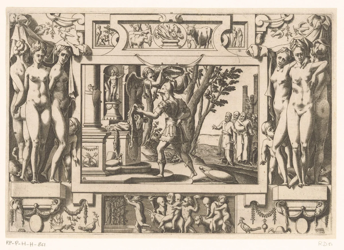 Jason bemachtigt het gulden vlies by Unknown, print, 1563