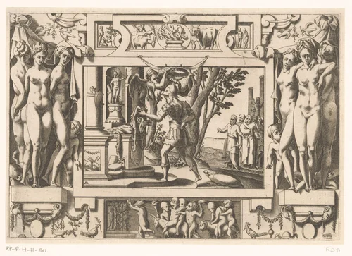 Jason bemachtigt het gulden vlies by Unknown, print, 1563