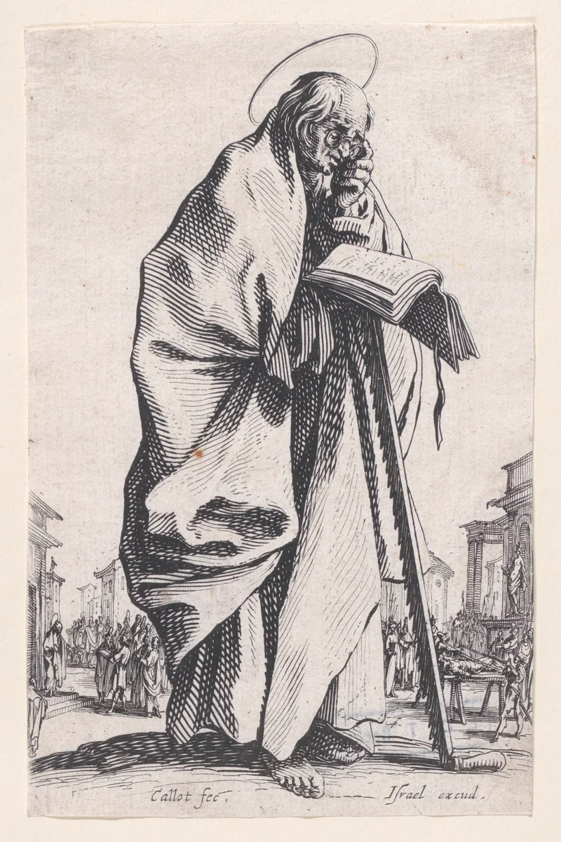 St. Simon, from "Les Grands Apôtres Debout, Représentant Le Sauveur, La Bienheureuse Marie et Les Saints Apôtres" (The Large Standing Apostles, Representing The Savior, The Blessed Mary and The Apostles) by Jacques Callot, print, 1631