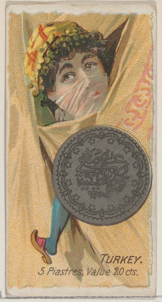 Turkey, 5 Piastres, from the series Coins of All Nations (N72, variation 2) for Duke brand cigarettes by W. Duke, Sons & Co., print, 1889