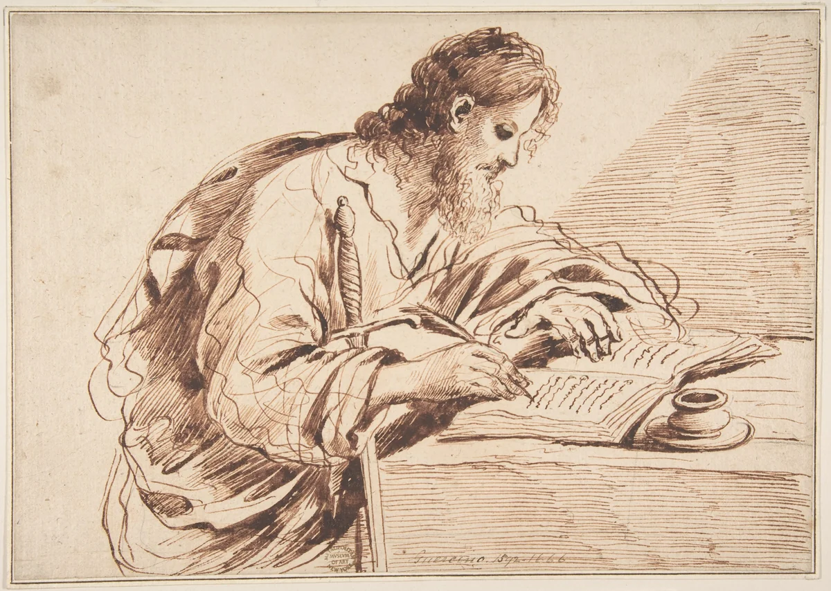 Saint Paul by Guercino, drawing, 1591-1666