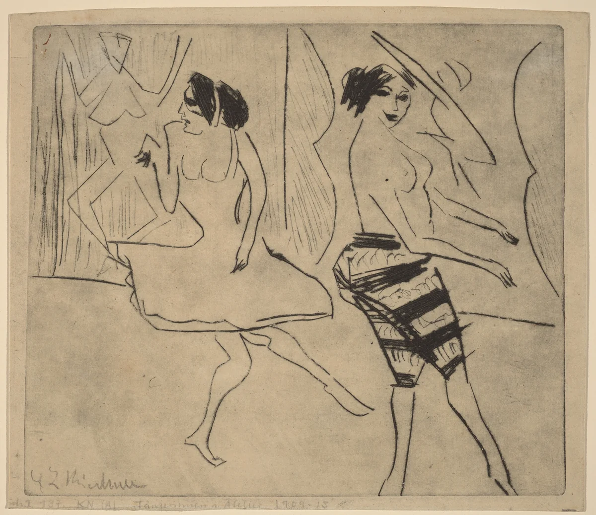 Dancers in Studio by Ernst Ludwig Kirchner, print, 1911