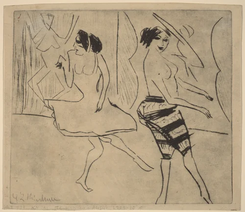Dancers in Studio by Ernst Ludwig Kirchner, print, 1911