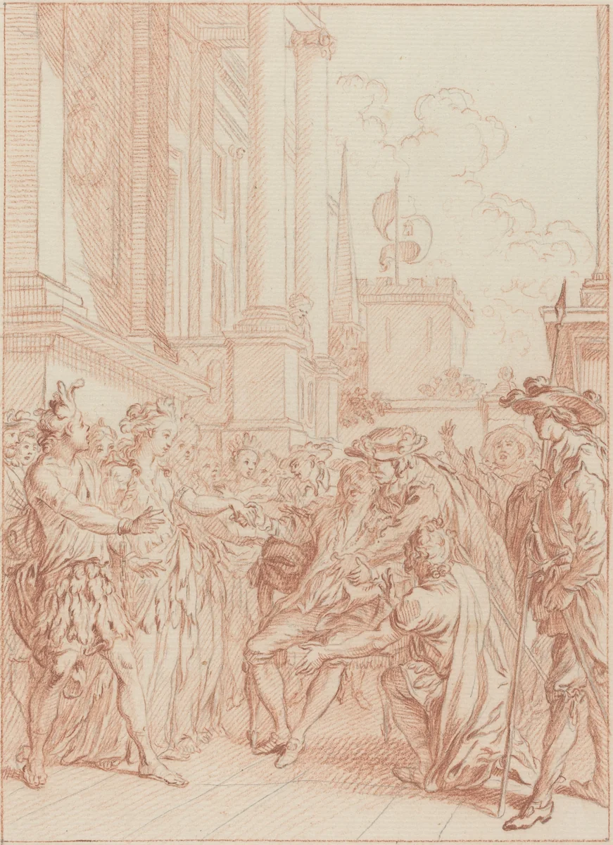 Quoi donc, les vrais Chrétiens auraient tant de vertu by Hubert François Gravelot, drawing, 1699-1773