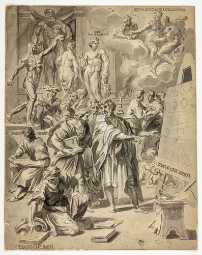 Allegorical Scene in Artist's Studio by Carlo Maratti, drawing, 1645-1750