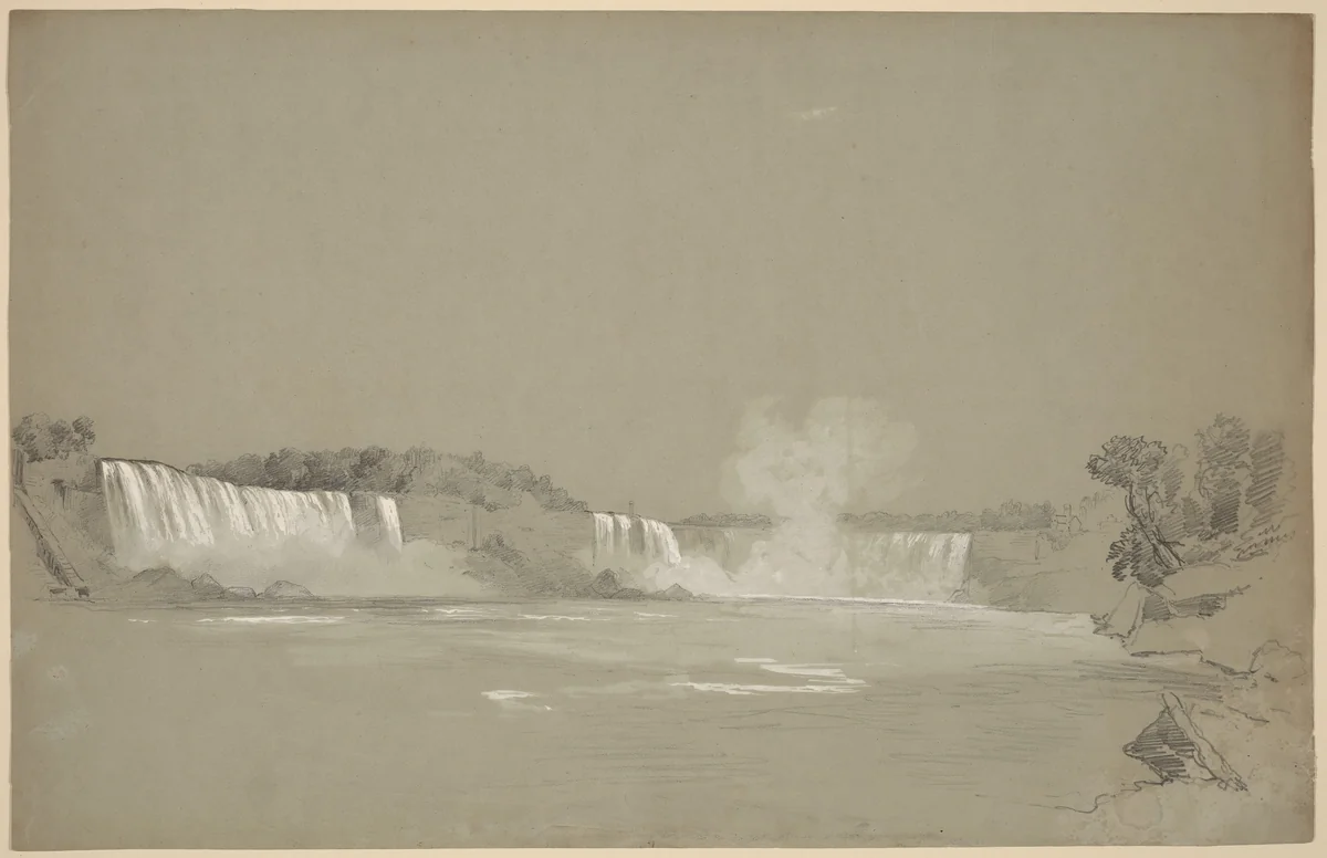 Niagara Falls by Régis François Gignoux, drawing, 1847-1855