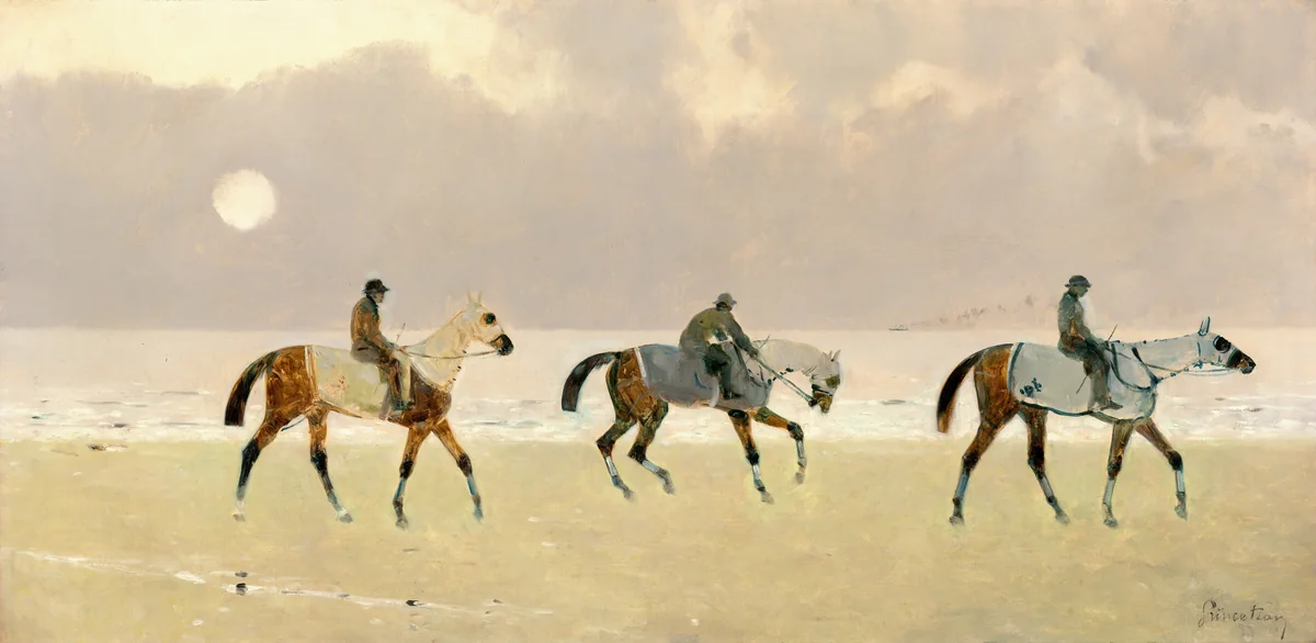 Riders on the Beach at Dieppe by Rene Pierre Charles Princeteau, painting, 1892