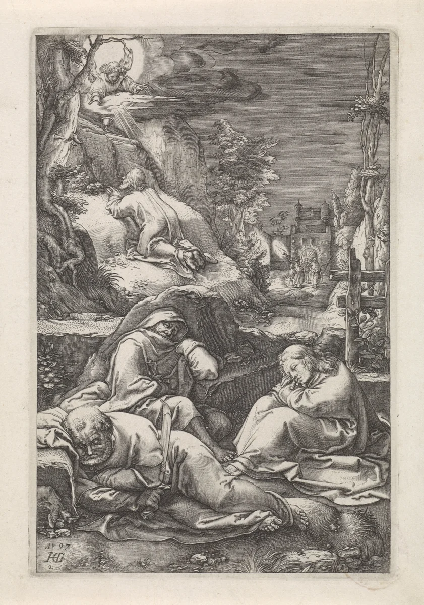 Christus in de hof van Getsemane by anonymous, print, 1597-1667