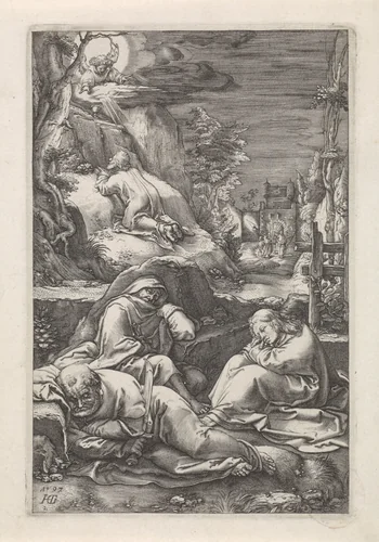 Christus in de hof van Getsemane by anonymous, print, 1597-1667