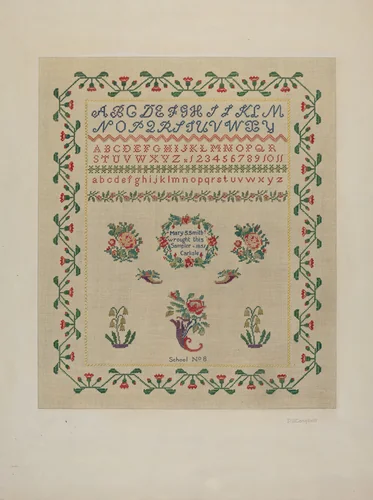 Sampler by Douglas Campbell, index of american design, 1942