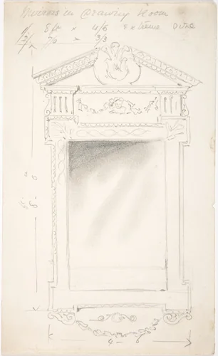 Design for a Drawing Room Mirror, for 11 Princes Gate, London by anonymous, drawing, 1800-1900