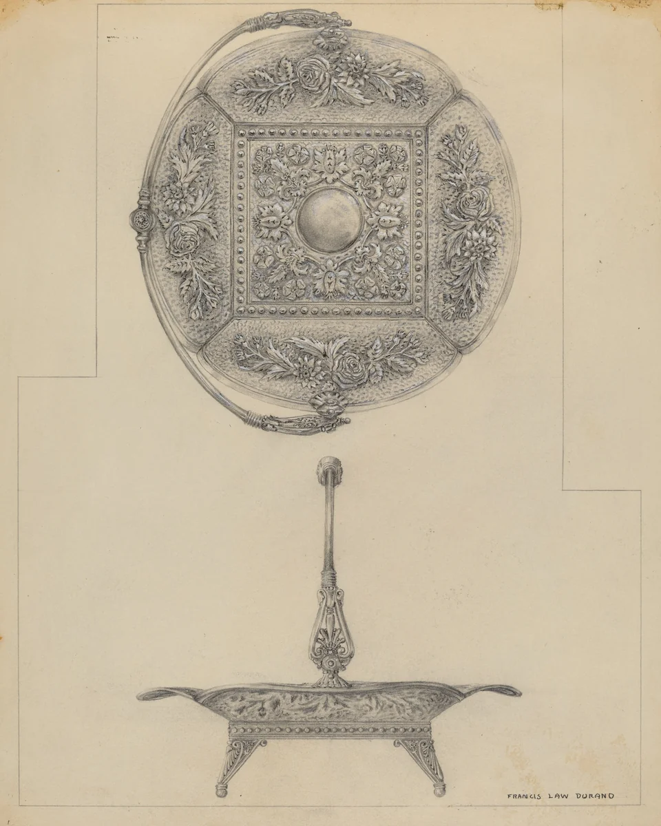 Silver Cake Dish by Francis Law Durand, index of american design, 1936