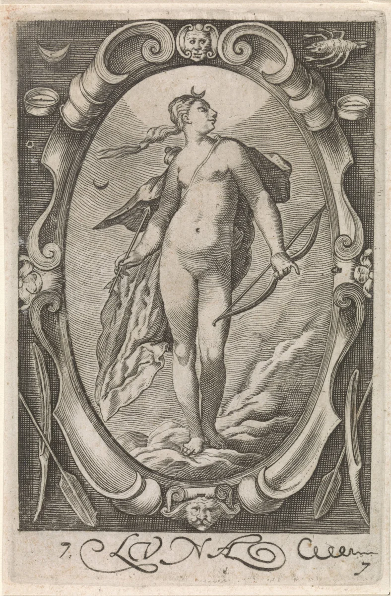 Maan (Diana) by anonymous, print, 1597
