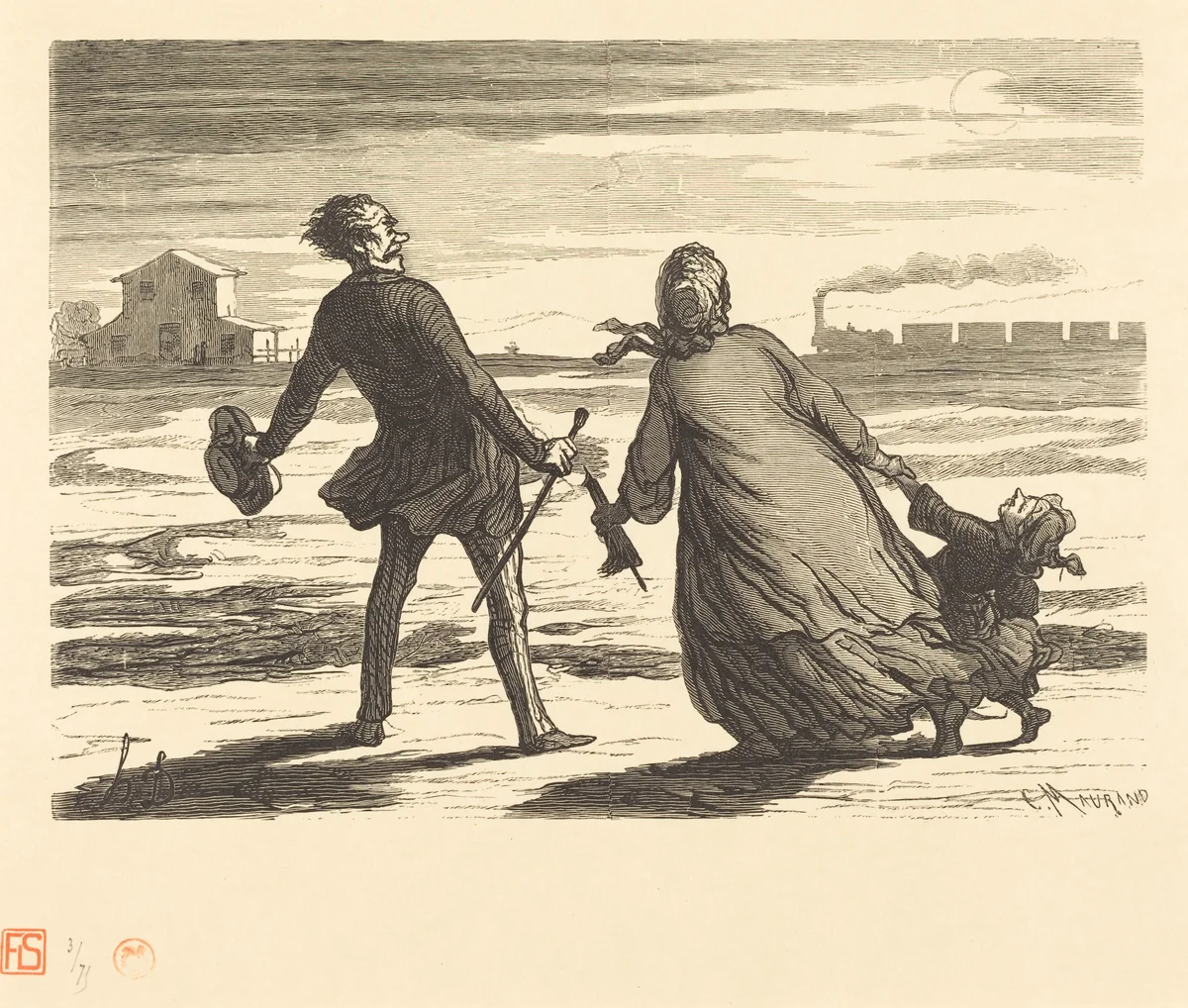 Trop tard! by Charles Maurand; Honoré Daumier, portfolio, 1862