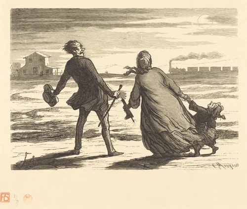 Trop tard! by Charles Maurand; Honoré Daumier, portfolio, 1862