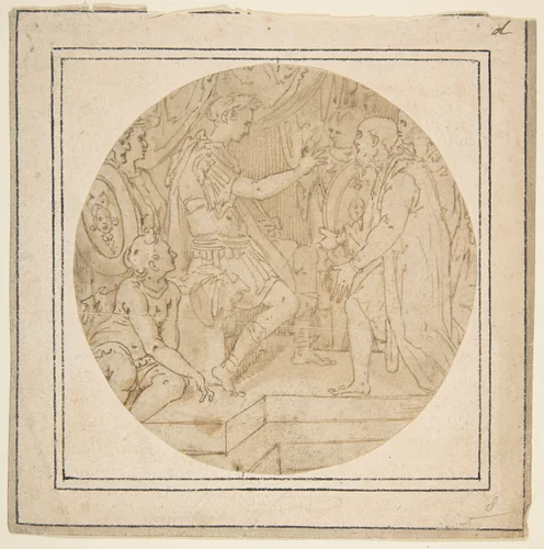 Drawing of a Roman Emperor Receiving a Petition by Federico Zuccaro, drawing, 1555-1609