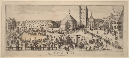 Winter: The Parade Ground by Wenceslaus Hollar, print, 1628-1629