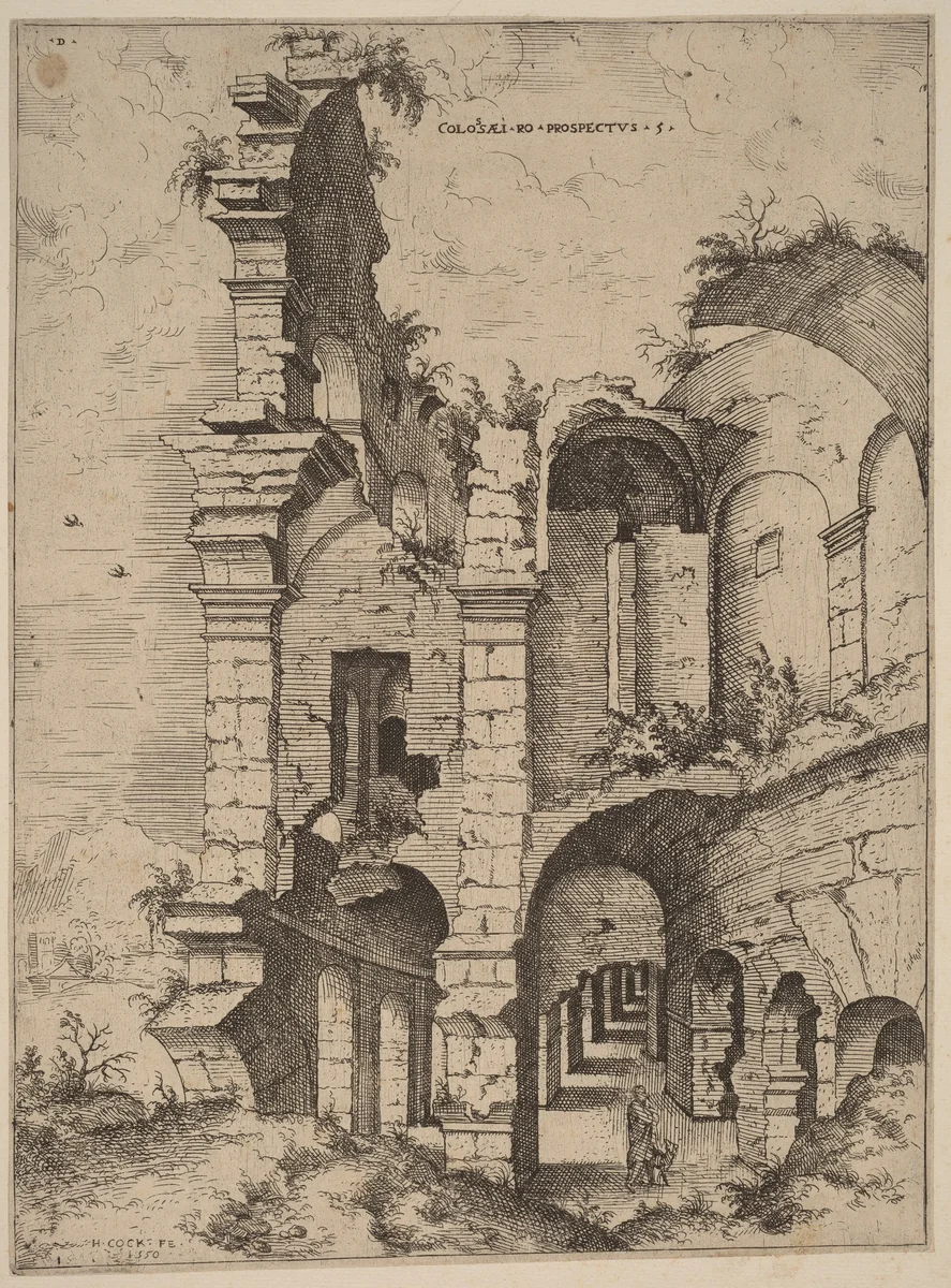 Fifth View of the Colosseum by Hieronymus Cock, print, 1550
