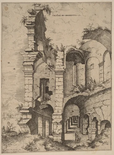 Fifth View of the Colosseum by Hieronymus Cock, print, 1550
