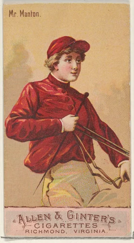 Mr. Manton, from the Racing Colors of the World series (N22b) for Allen & Ginter Cigarettes by Allen & Ginter, print, 1888