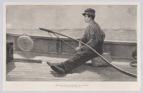 Eight Bells: The Boy at the Helm, from "Illustrated London News" by Hamilton Macallum, print, 1876