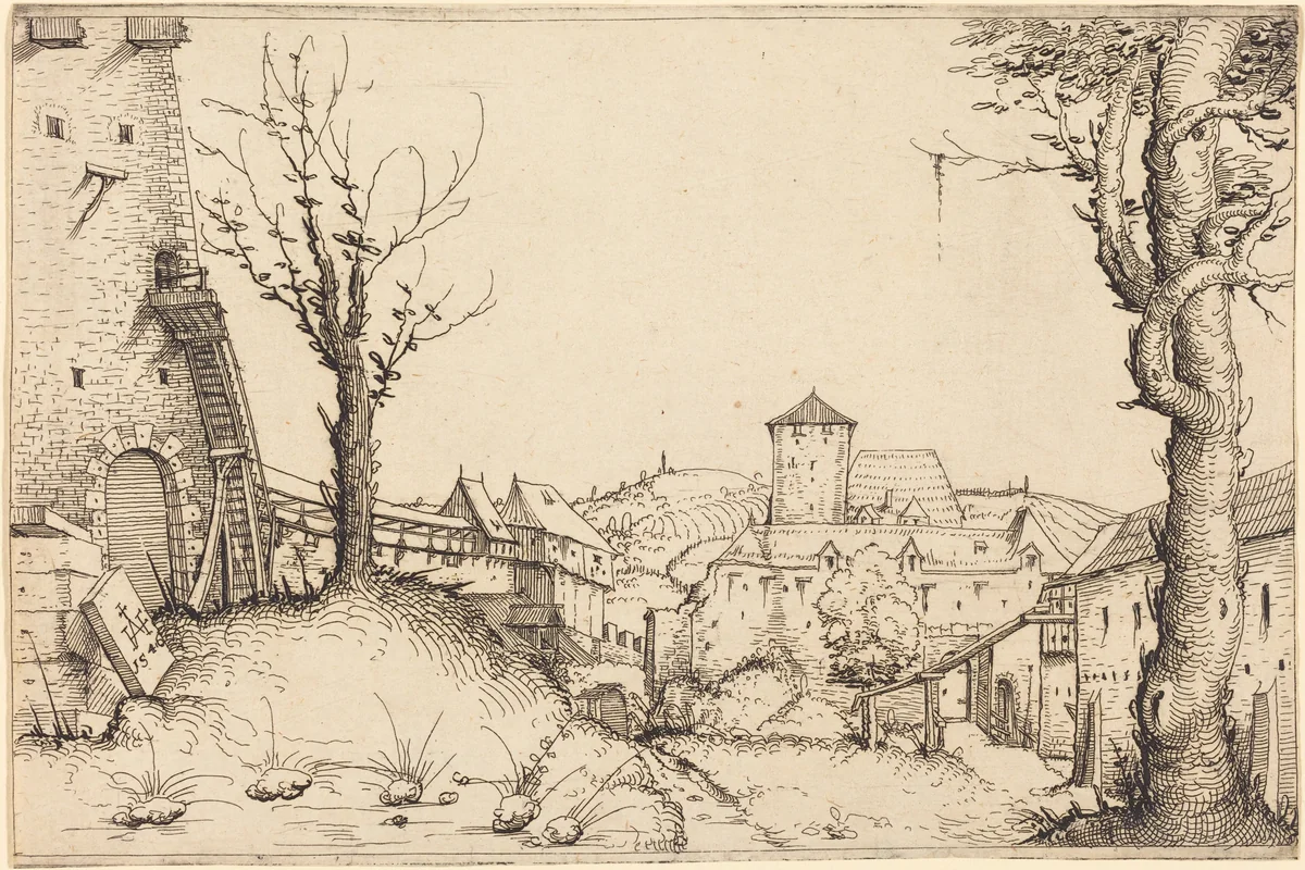 Courtyard of a Castle by Augustin Hirschvogel, print, 1546