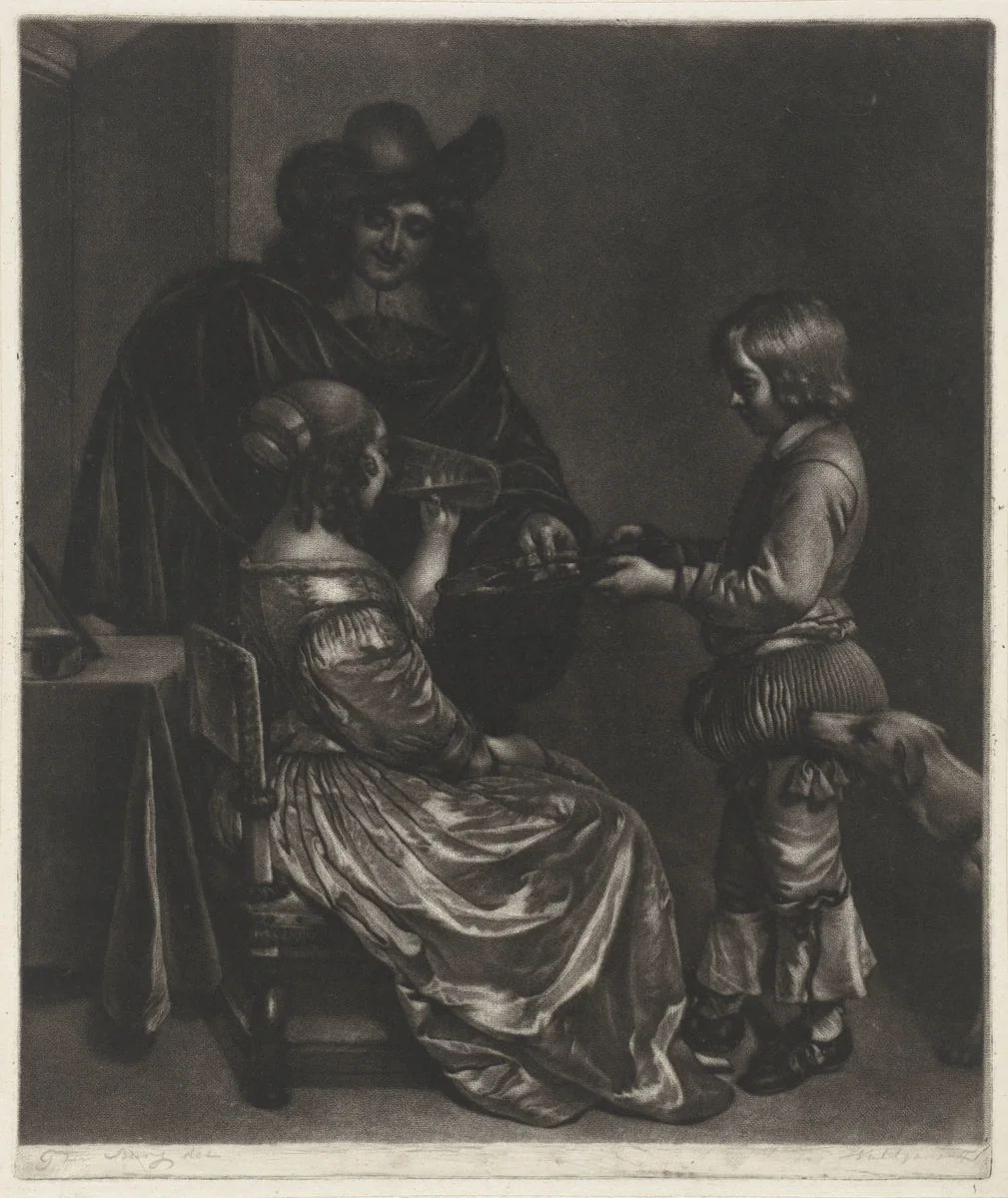 Drinkende dame by Wallerant Vaillant, print, 1658-1677