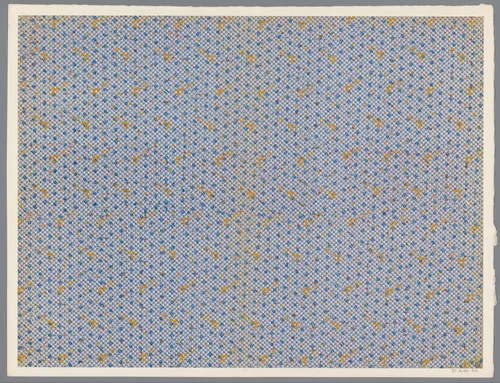 Blad met strooipatroon van verschillende motieven op een geblokt fond by anonymous, print, 1800-1900