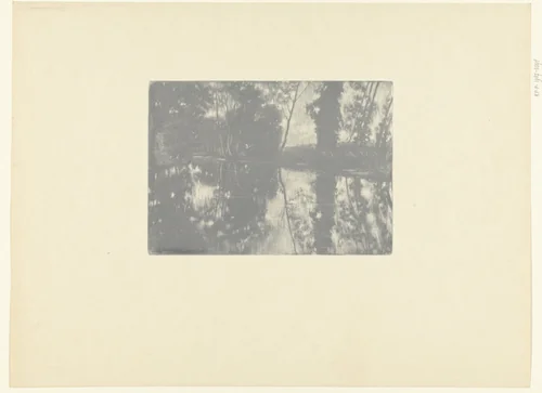 Landschap met bomen aan waterkant by Richard Ranft, print, 1893-1895