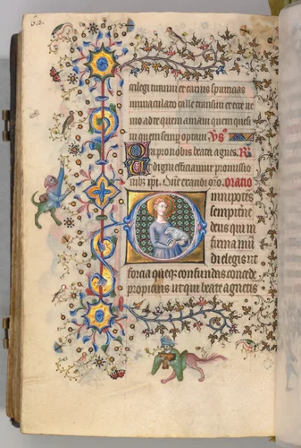 Hours of Charles the Noble, King of Navarre (1361-1425): fol. 299v, St. Agnes by Master of the Brussels Initials and Associates, book, 1400-1410