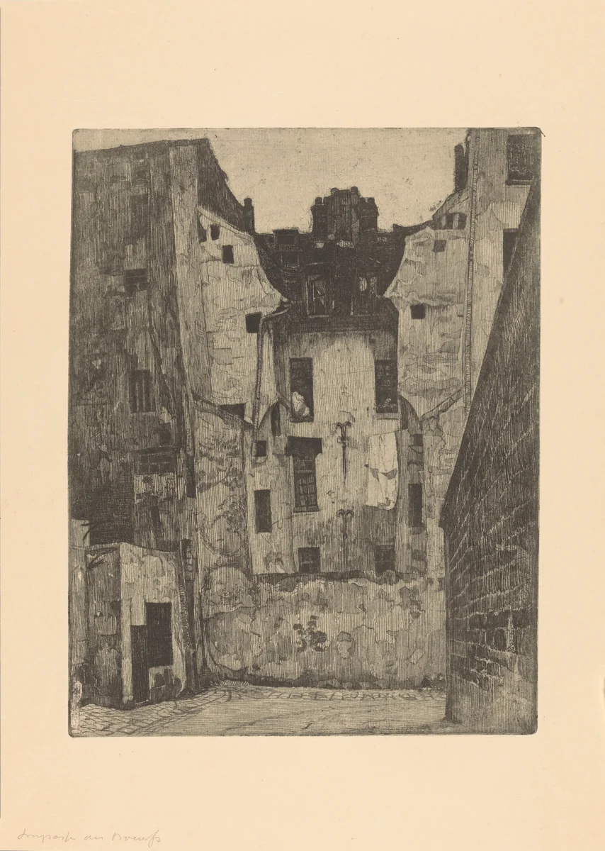 Impasse des Boeufs in Parijs by Martin Monnickendam, print, 1896