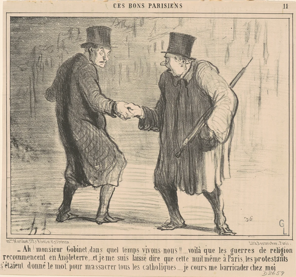 Ah! Monsieur Gobinet, dans quel temps ... by Honoré Daumier, print, 1857