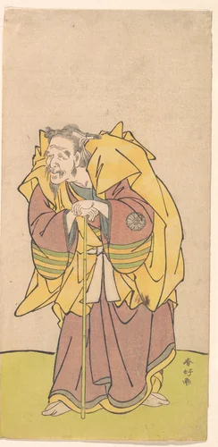 Nakamura Tomijuro as an Old Man with a Scanty Beard by Katsukawa Shunkō (勝川春好), print, 1770-1790