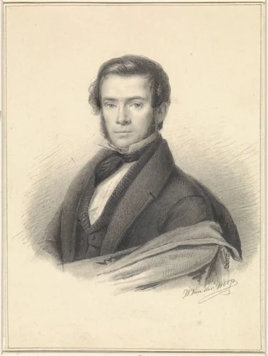 Portret van George Gillis Haanen by Willem van der Worp, drawing, 1823-1878