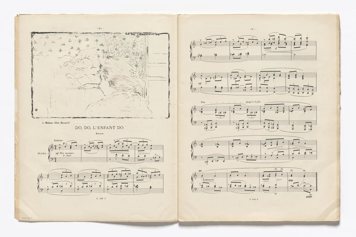 Sleep, Sleep, Baby, Sleep (Dodo, l'enfant do) (headpiece, page 4) from Petites scènes familières by Pierre Bonnard, illustrated book, 1893