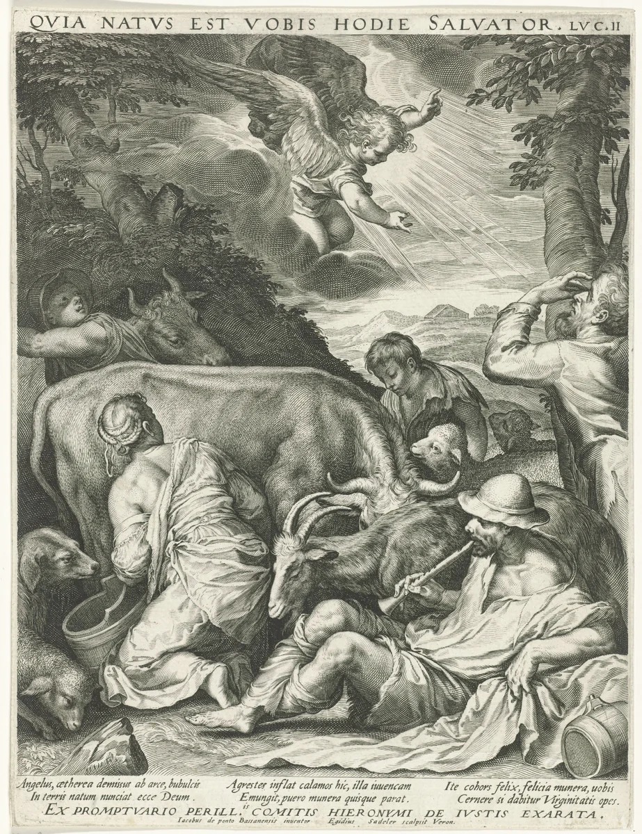 Verkondiging aan de herders by Unknown, print, 1593