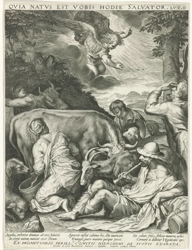 Verkondiging aan de herders by Unknown, print, 1593