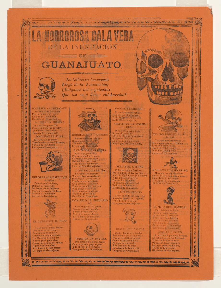 The horrific skeleton of the flood of Guanajuato by José Guadalupe Posada, print, 1905