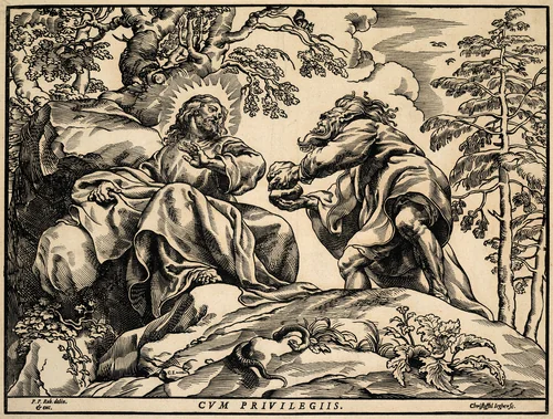 The Temptation of Christ by the Devil by Christoffel Jegher, print, 1633-1635