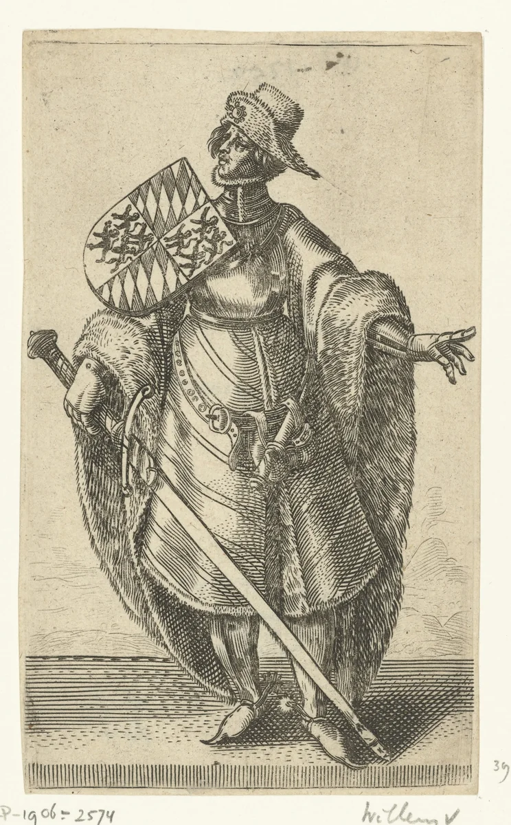 Portret van Willem V van Holland, graaf van Holland en Zeeland by Adriaen Matham, print, 1620