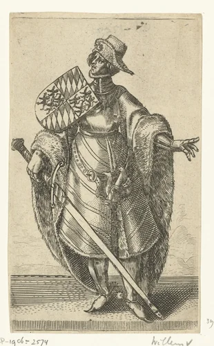 Portret van Willem V van Holland, graaf van Holland en Zeeland by Adriaen Matham, print, 1620
