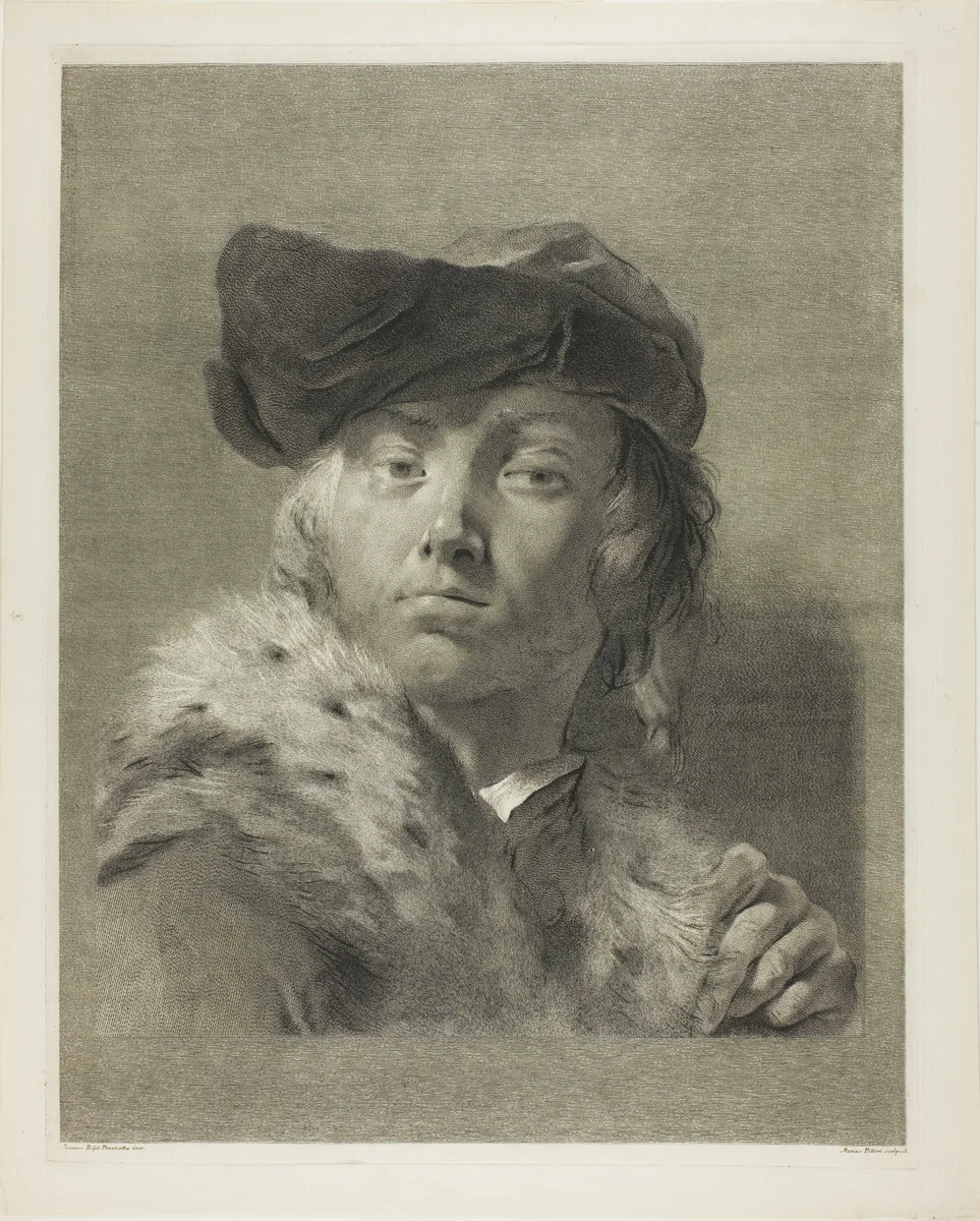Bust of a Young Man with a Fur-Collared Coat by Giovanni Marco Pitteri
Giovanni Battista Piazzetta, print, 1745-1755
