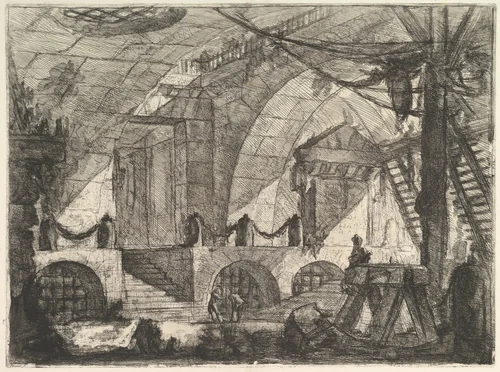 The Sawhorse, from "Carceri d'invenzione" (Imaginary Prisons) by Giovanni Battista Piranesi, print, 1744-1755