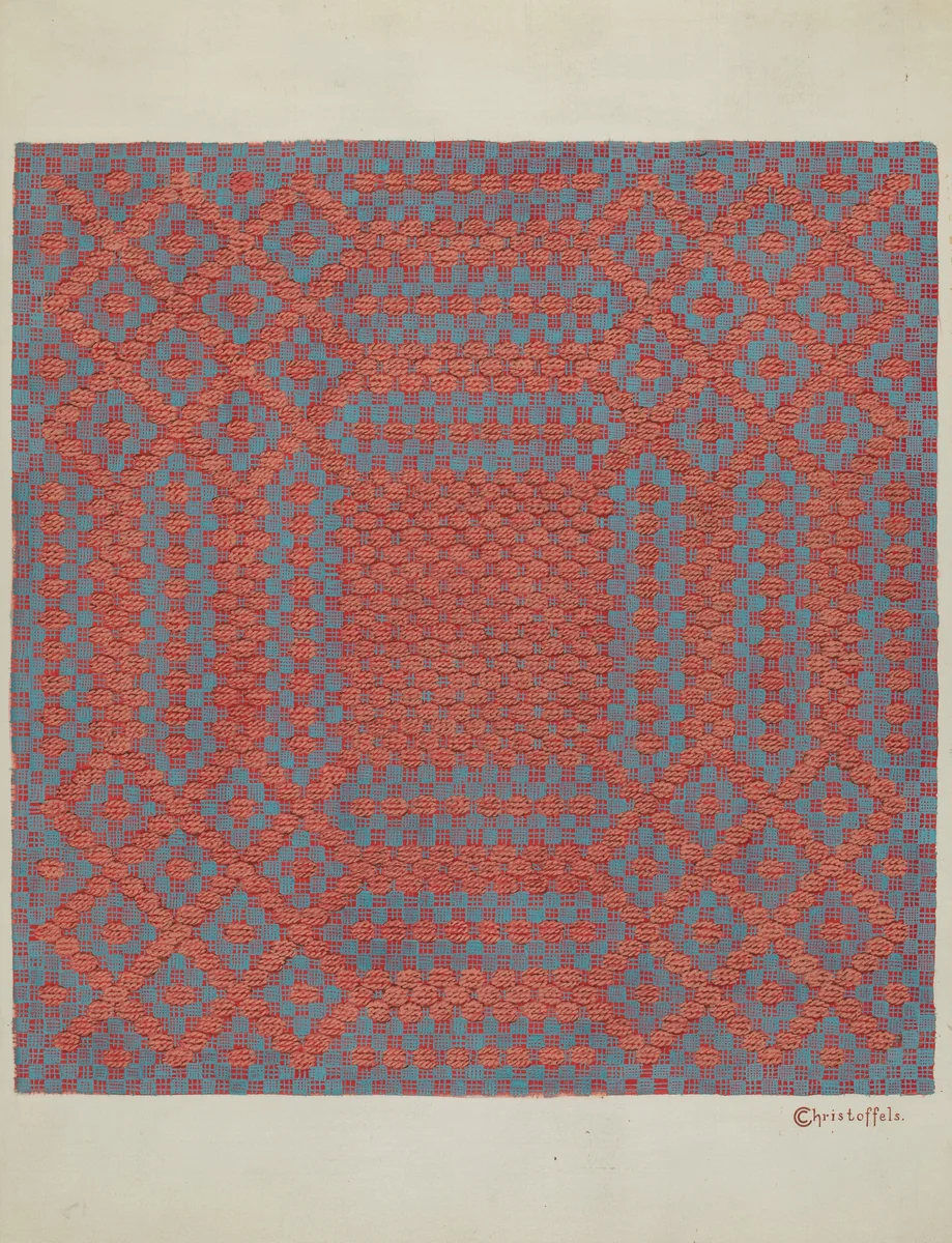 Coverlet - Section of Right Side by Cornelius Christoffels, index of american design, 1937