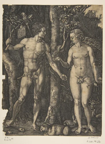 Adam and Eve (copy) by Jan Wierix, print, 1560-1615