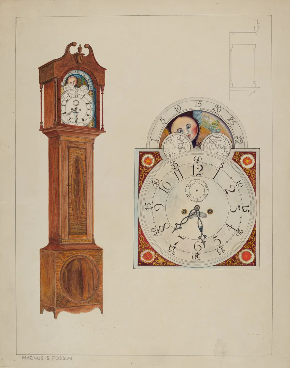 "Grandfather" Clock by Magnus S. Fossum, index of american design, 1937