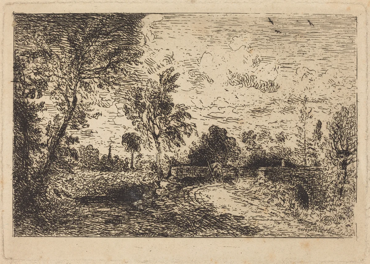 Milford Bridge by John Constable, print, 1826